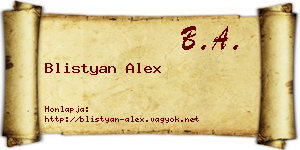 Blistyan Alex névjegykártya
